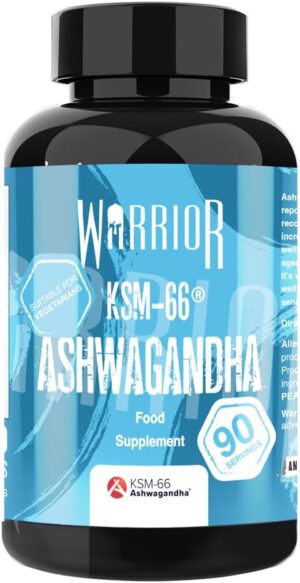 Warrior Ashwagandha KSM 66 – Root Extract 300mg – Suitable for Vegetarians – 90 Capsules (3 Months’ Supply)