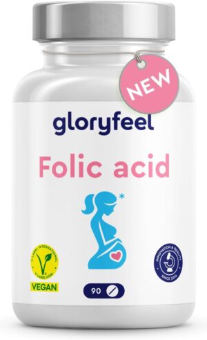 Folic Acid Tablets – 400µg Pure Vitamin B9 – Developed for The 1st Trimester (3 Months) of Pregnancy – Supplements for Women – 100% Vegan, Laboratory Tested & Additive-Free – Made in Germany