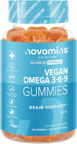 Omega 3 Gummies – Vegan – 1 Month Supply – Supports Heart, Brain & Eye Health – Vegan & Vegetarian – Chewable Omega 3 6 9 – Sustainable Plant Based Alternative to Fish Oil – Made by Novomins