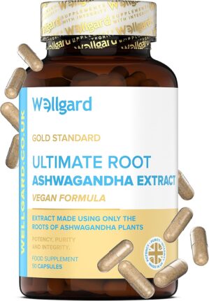 Wellgard Vegan Ashwagandha KSM-66 with 5% Withanolides – High Strength KSM-66 Ashwagandha, Full-Spectrum Root Powder, Free from Magnesium Stearate & Silicon Dioxide, Made in UK