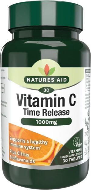 Natures Aid Vitamin C, Time Release 30 Tablets 1000 mg Vegan