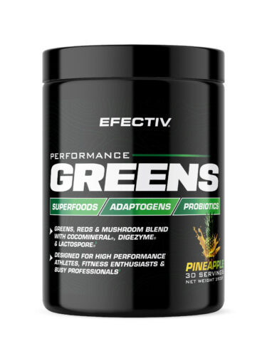 Efectiv Nutrition Performance Greens | Superfoods | Adaptogens | Greens Reds and Mushroom Blend | 30 Servings | 390g (Pineapple)