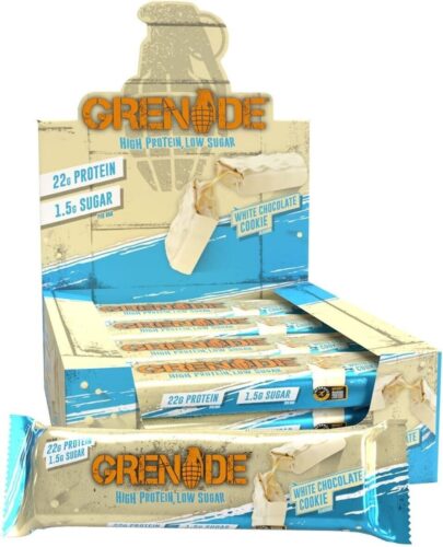 Grenade High Protein, Low Sugar Bar – White Chocolate Cookie, 12 x 60 g