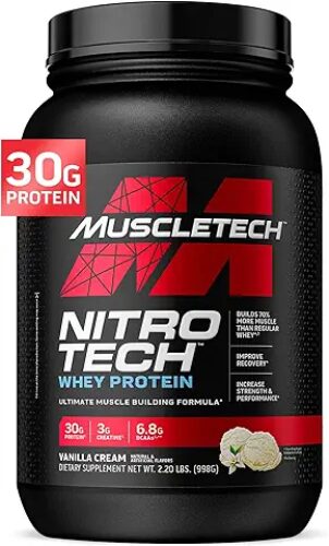 Muscletech NitroTech Whey Protein Powder, Muscle Maintenance & Growth, Whey Isolate Protein