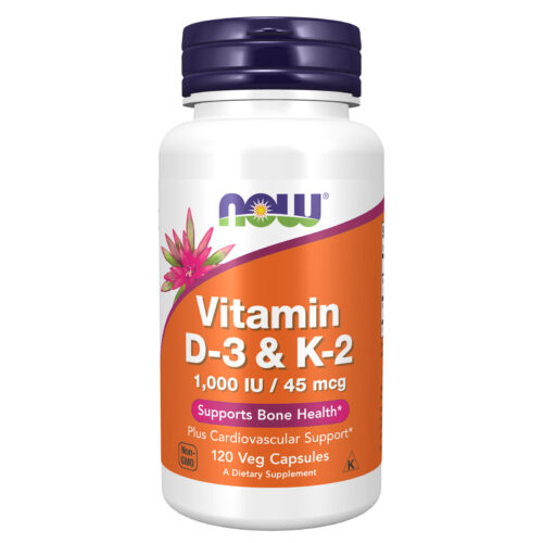 NOW FOODS Vitamin D-3 & K-2 120 Veg Capsules